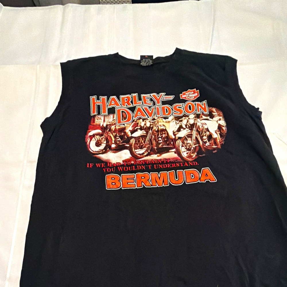 Harley-Davidson Bermuda Black Sleeveless T-Shirt Top, Size XL